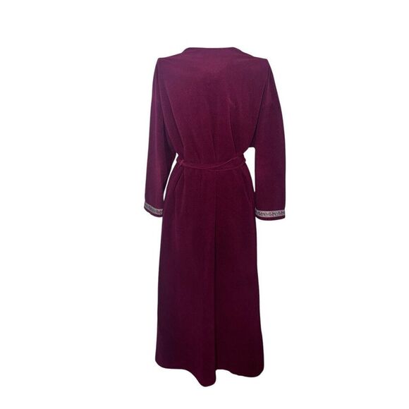 BEAUTIFUL 80s Vintage Vanity Fair Soft Polyester Robe trimmed with Floral Patter - Picture 8 of 13